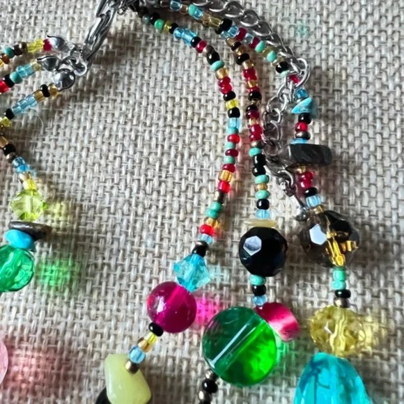 Muti Semi precious stones and Glass 3 Strands .925 Findings - Picture 10 of 11